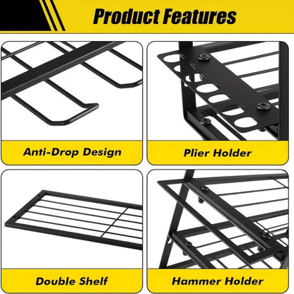 Wall Tool Storage Rack Metal Organizer - 4 Layer Cordless Drill Holder Clamp Bracket for Entryways, Bedrooms and Living Spaces