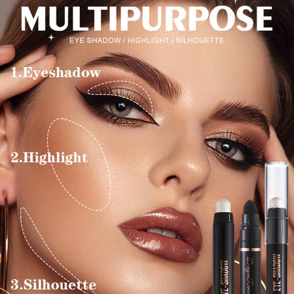 Shimmer Eyeshadow Stick Set 12 Pcs Double-Ended Glitter Cream Eye Shadow Pencil Waterproof, for Makeup, Travel and Everyday Vanity Use