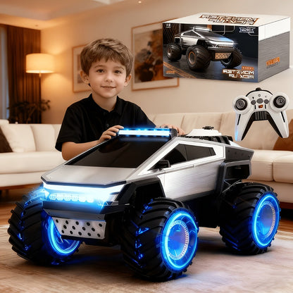 1:12 Scale RC Monster Truck 4WD, Remote Control Cybertruck & Pickup Truck with LED Lights & Sound Effects