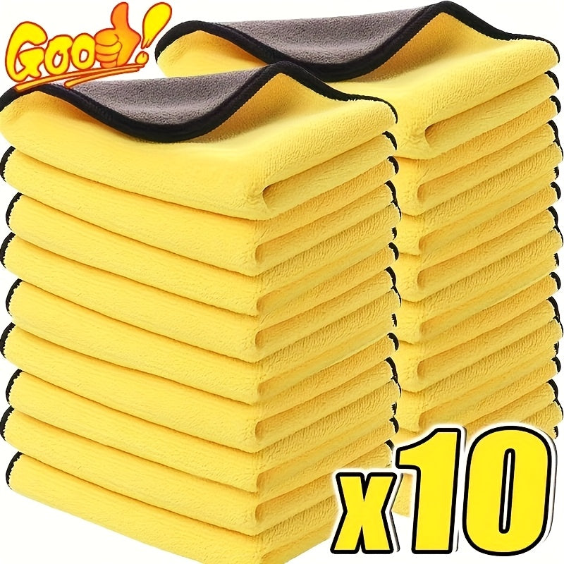 Microfiber Car Cleaning Towels 10pcs – Lint-Free Streak-Free Absorbent Wash & Dry Cloths for Car Exterior, Interior