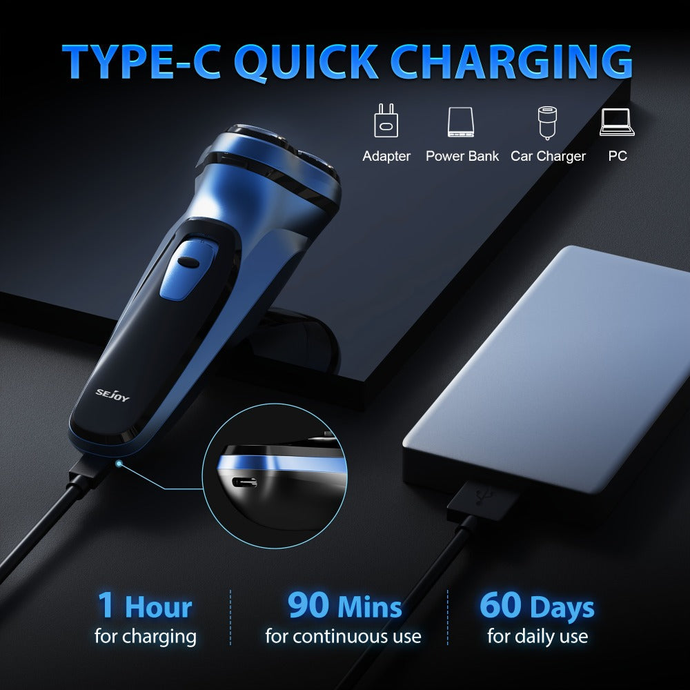 Cordless Electric Razor for Men Rechargeable Fast Charging Washable Heads Face Shaver – Smooth Close Shave Portable Electric Shaving Machine