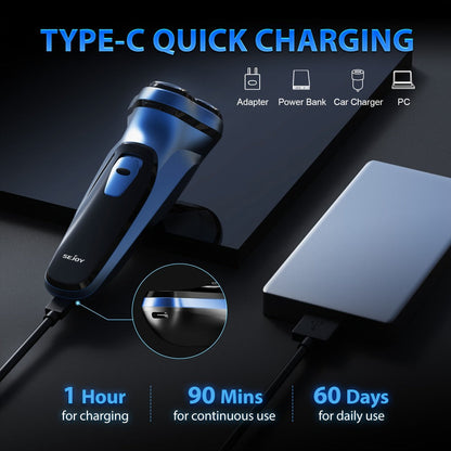 Cordless Electric Razor for Men Rechargeable Fast Charging Washable Heads Face Shaver – Smooth Close Shave Portable Electric Shaving Machine