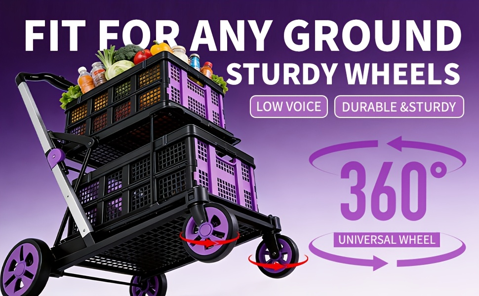 Two Tier Cart with 2 Storage Crates 360° Swivel Wheels, for Garden, Patio and Yard Use, with the Listed Configuration