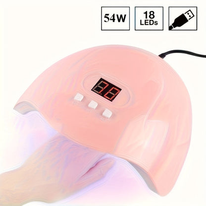 Gel Nail Manicure Kit 7-in-1 with LED Lamp – Stainless Steel Nail Art Tool Set, Cuticle Remover, Nail File, Polisher & Finger Separator
