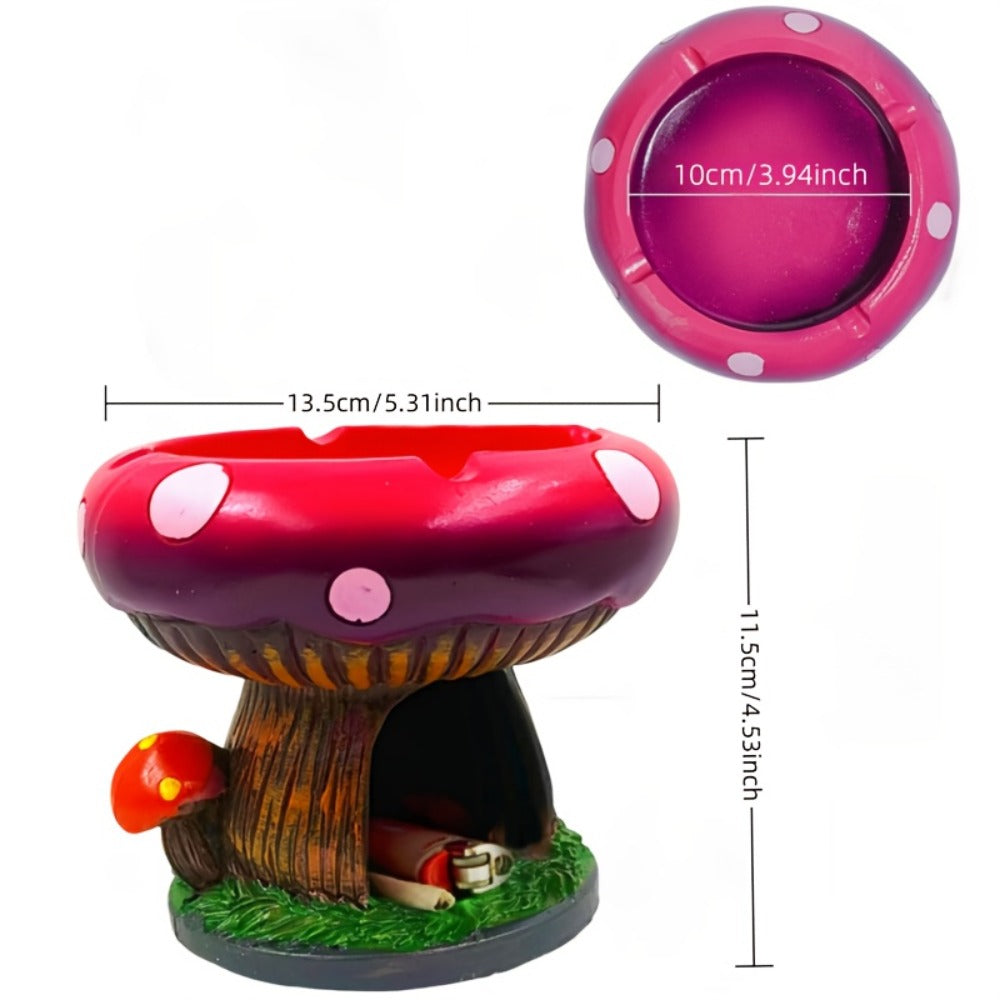 Mushroom Ashtray with Storage Compartment Whimsical Resin Mushroom Shaped Ashtray 5.3x4.5 for Entryways, Bedrooms and Living Spaces