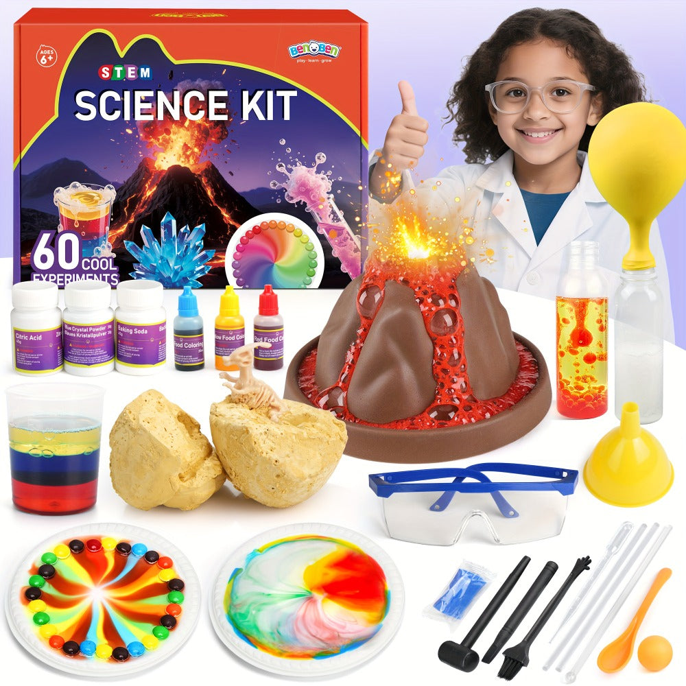 STEM Science Kit for Kids Ages 6-12, 60 80 105 Lab Experiments, Chemistry Set with Crystal Growing & Chemical Reactions