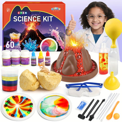 STEM Science Kit for Kids Ages 6-12, 60 80 105 Lab Experiments, Chemistry Set with Crystal Growing & Chemical Reactions