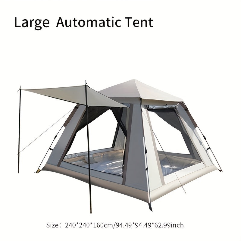 Camping Tent 4-6 Person Automatic White Shelter with Four-Sided Ventilation and Zipper Entry