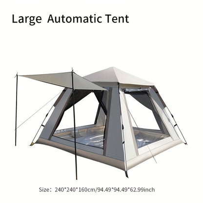 Camping Tent 4-6 Person Automatic White Shelter with Four-Sided Ventilation and Zipper Entry