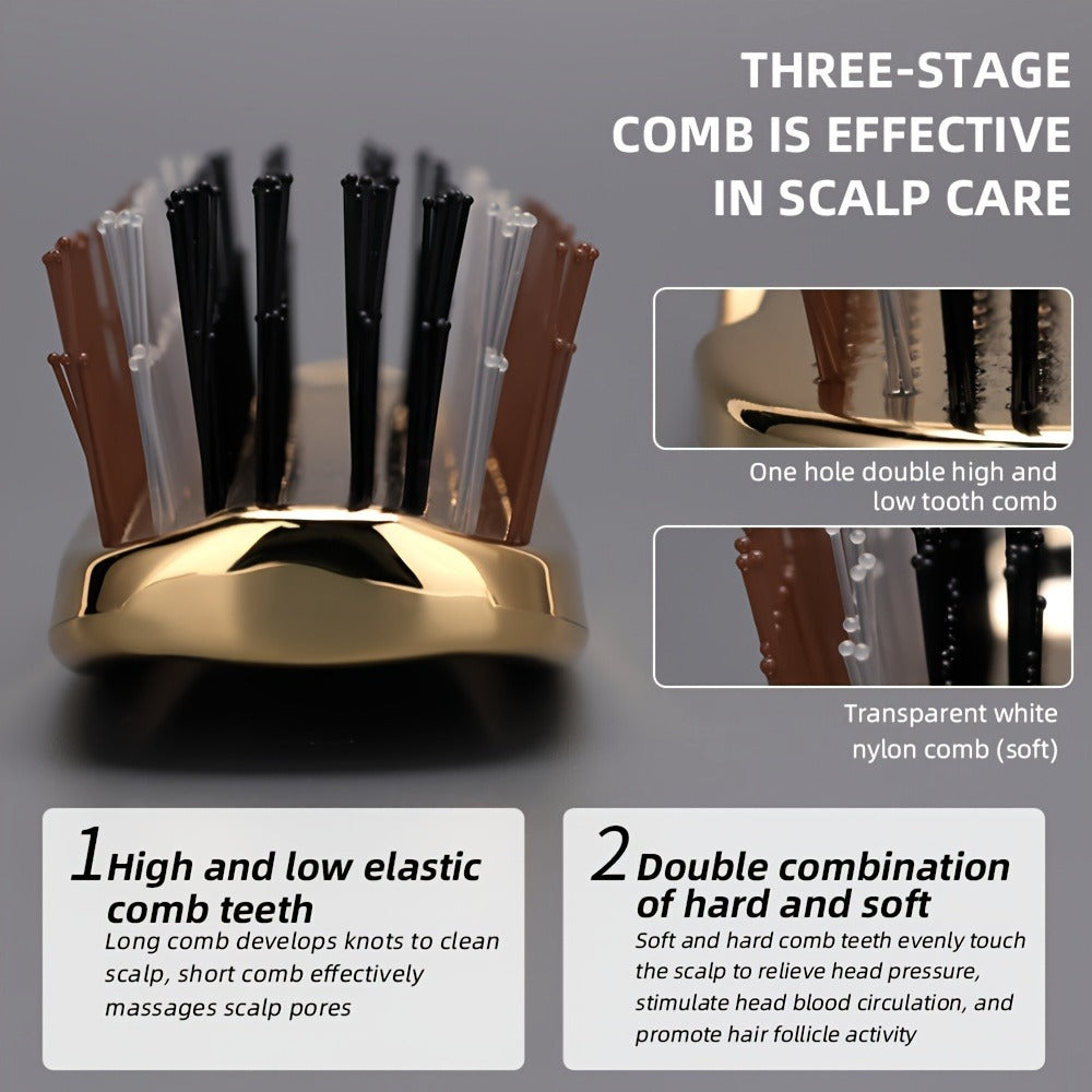 Air Cushion Comb Scalp Massage Brush Anti-Static Detangling Hair Comb Electroplated Flexible Cushion Pins Frizz Control Stimulates Hair