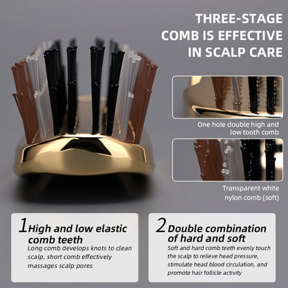 Air Cushion Comb Scalp Massage Brush Anti-Static Detangling Hair Comb Electroplated Flexible Cushion Pins Frizz Control Stimulates Hair