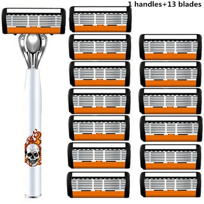Men's Safety Razor with Replacement Blades - Anti-Slip Stainless Steel Handle Shaver for Beard & Sideburns