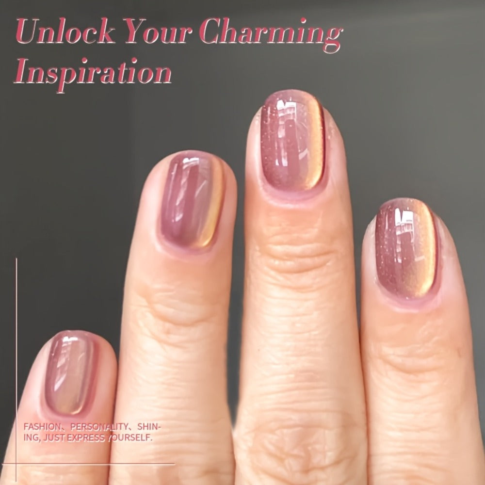 Gel Nail Polish BORN PRETTY MY45 Nude-Gold Magnetic Cat-Eye in 10ml with UV/LED Soak-Off Formula
