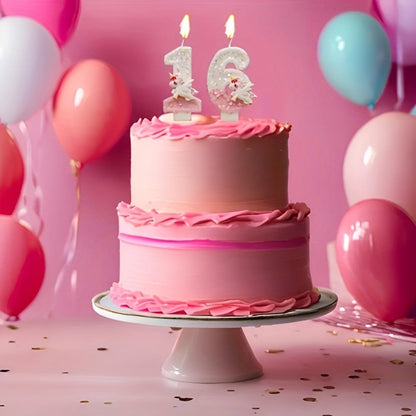 Unicorn Number Cake Topper 0-9 Birthday Party Decoration Glitter Figure Candle Topper for Entryways, Bedrooms and Living Spaces