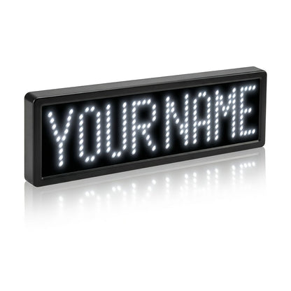 Programmable LED Badge Bluetooth App Controlled, Rechargeable Scrolling Text & Logo Display, 48x12 Pixel LED Name Tag for Events