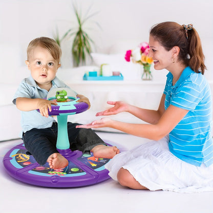 Dinosaur Sit and Spin Toy for Toddlers with Music & LED Flash Lights, 360° Spinning Seat Interactive Sensory Toy for Kids 18 Months+