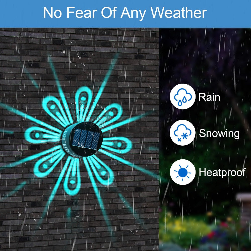 Two-Piece Solar Flower Projection Wall Light Set with Multicolor or Warm White Illumination
