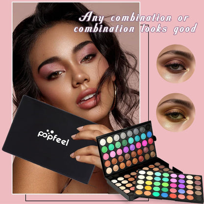 Eyeshadow Palette POPFEEL 120-Shade Folding Color Case with Matte-Shimmer Mix and Optional Six-Brush Bundle