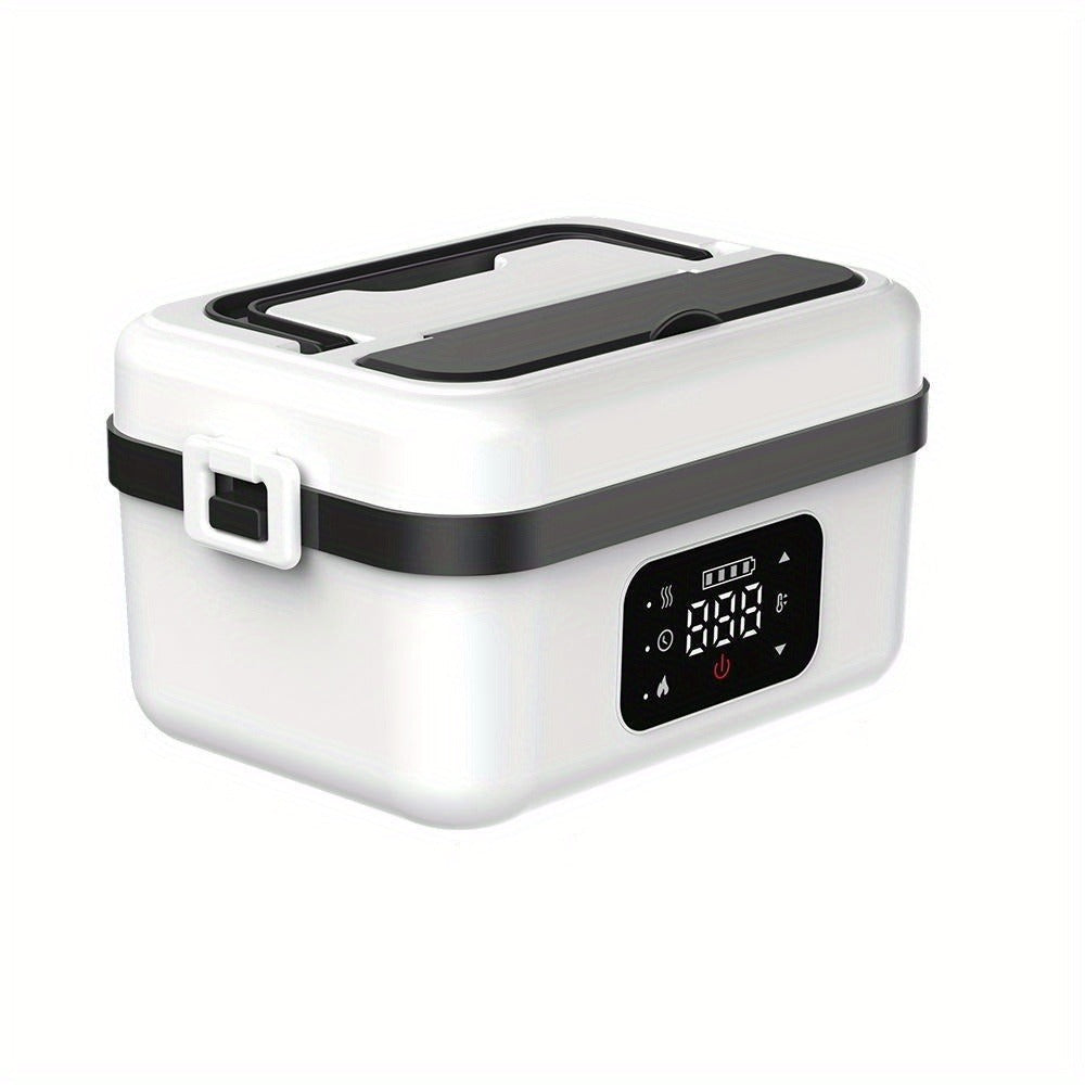 Heated Lunch Box, 8000mAh Battery-Powered 60W Food Warmer with 1L Stainless Steel Inner Container