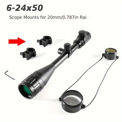 6-24X50 AO Rifle Scope with Illuminated Red Green Reticle, Long Range Hunting Scope for 20mm Picatinny Rail Mount