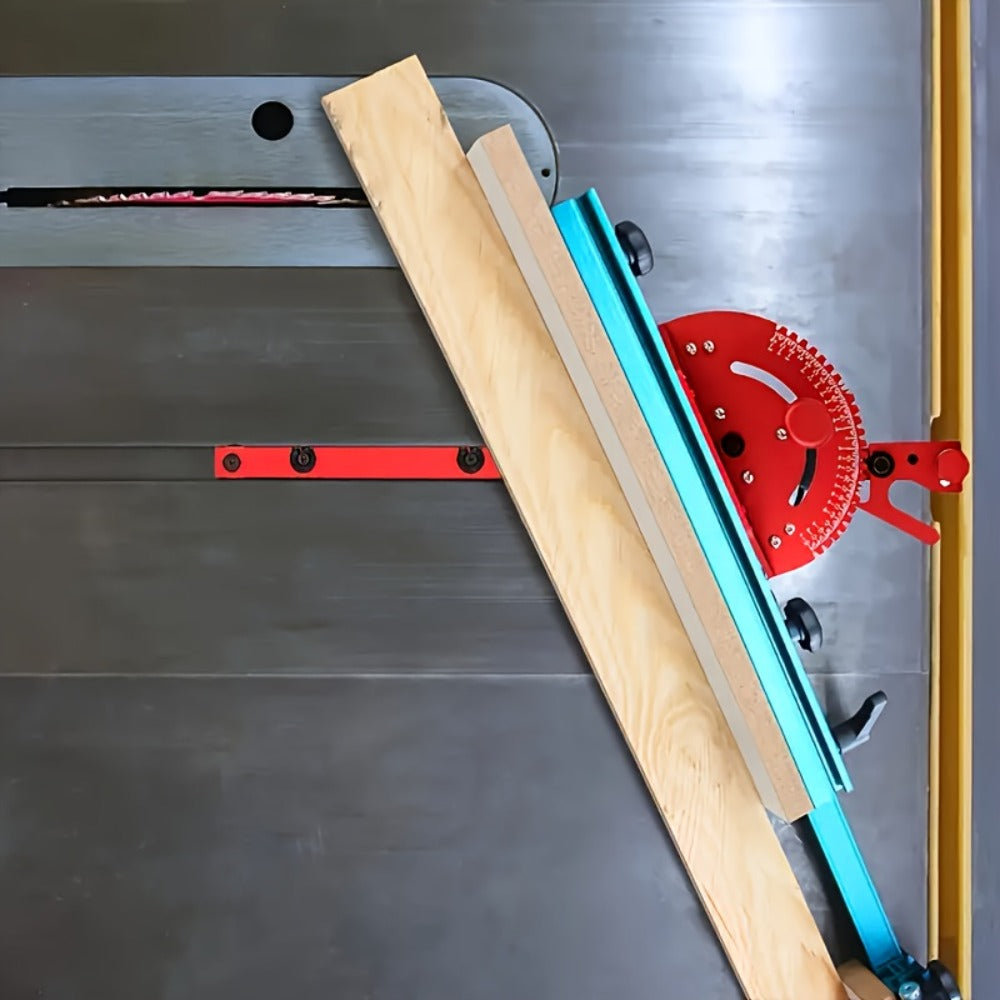400mm Woodworking Angle Gauge with Adjustable Fence & Guide Rail – Precision Miter Measuring Tool Compatible with 30mm & 45mm T-Track