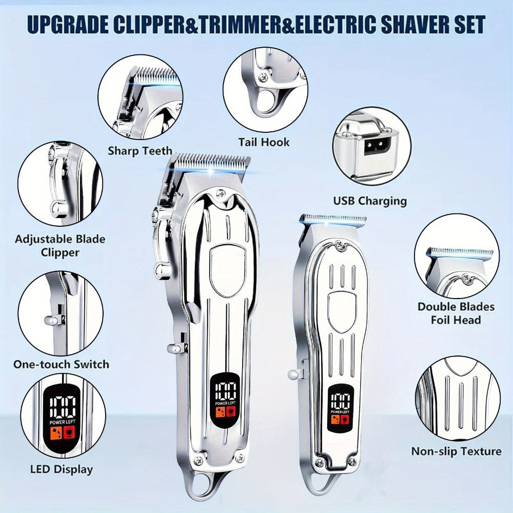T-Blade Trimmer Set 2 or 3 Piece - USB Rechargeable Hair Clipper Beard Trimmer & Sideburns Shaver