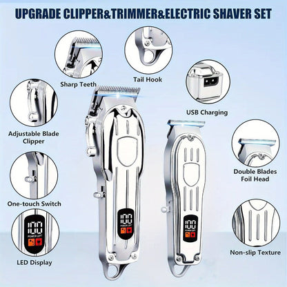 T-Blade Trimmer Set 2 or 3 Piece - USB Rechargeable Hair Clipper Beard Trimmer & Sideburns Shaver