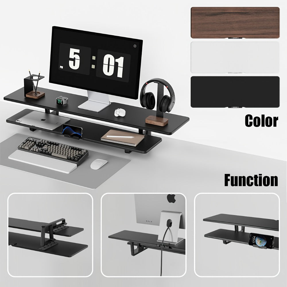 Dual Monitor Stand Riser with Storage E-Sports Style, Adjustable Height Desk Organizer with Cable Management