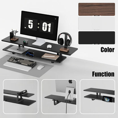 Dual Monitor Stand Riser with Storage E-Sports Style, Adjustable Height Desk Organizer with Cable Management