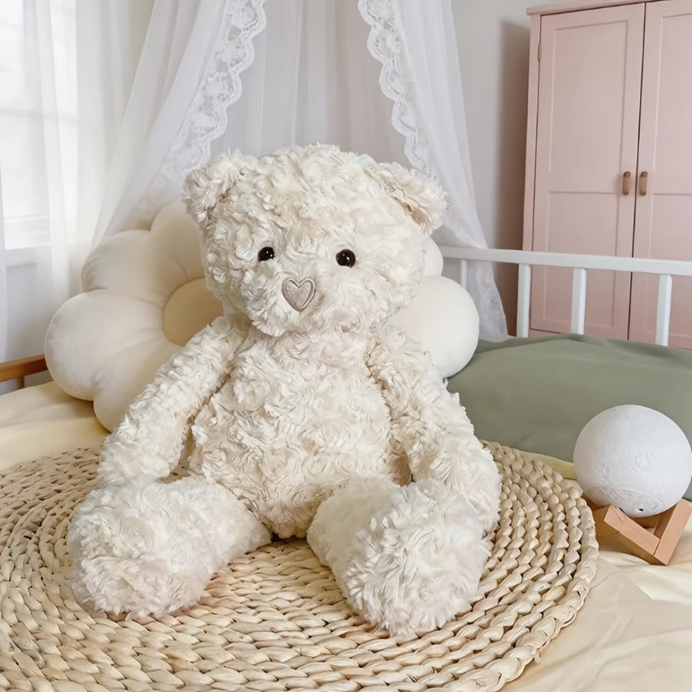 Stuffed Animal White Teddy Bear with Loving Heart Detail, Kawaii Theme and One product details Style