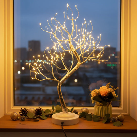 LED Bonsai Tree Light Tabletop Fairy Tree Lamp 108 LEDs 8 Lighting Modes Timer 20 Inch White for Entryways, Bedrooms and Living Spaces