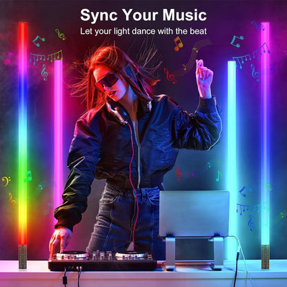 RGB Tube Light with Stand, Smart App & Remote Control, Music Sync Color Changing, Timing, USB Powered for DJ Lighting