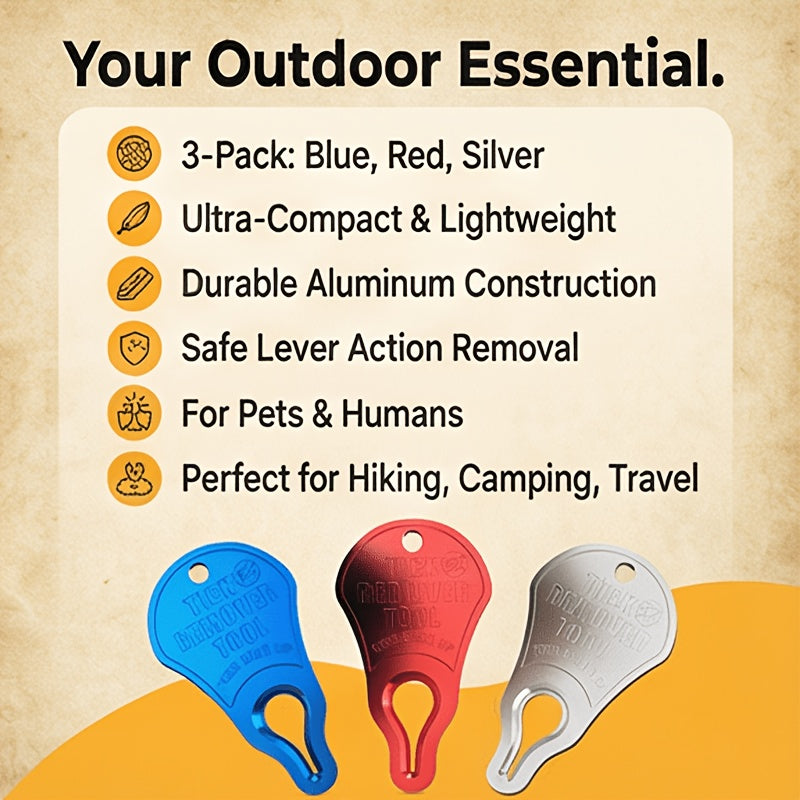 Tick Remover Tool Aluminum – Safe Quick Tick Removal for Dogs Cats Pets Animals & Humans, Essential Outdoor Camping Hiking Tick Hook