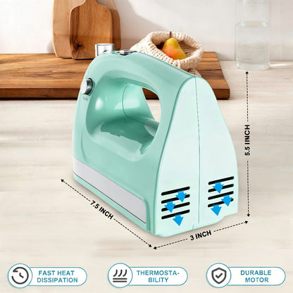 Electric Hand Mixer 5 Speed Turbo Boost - 5 Stainless Steel Accessories, Optional Storage Case, Handheld Mixer for Cookies