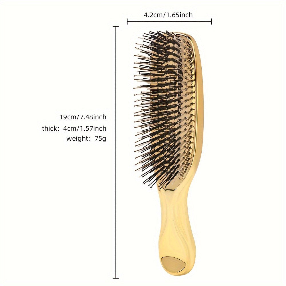 Air Cushion Comb Scalp Massage Brush Anti-Static Detangling Hair Comb Electroplated Flexible Cushion Pins Frizz Control Stimulates Hair