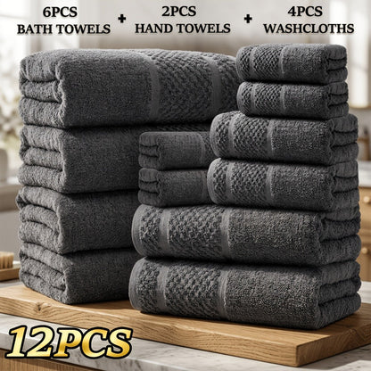 Towel Set 12, 16 or 18 Piece 450GSM Cotton-Blend Bath, Hand and Face Towels in Multiple Colors