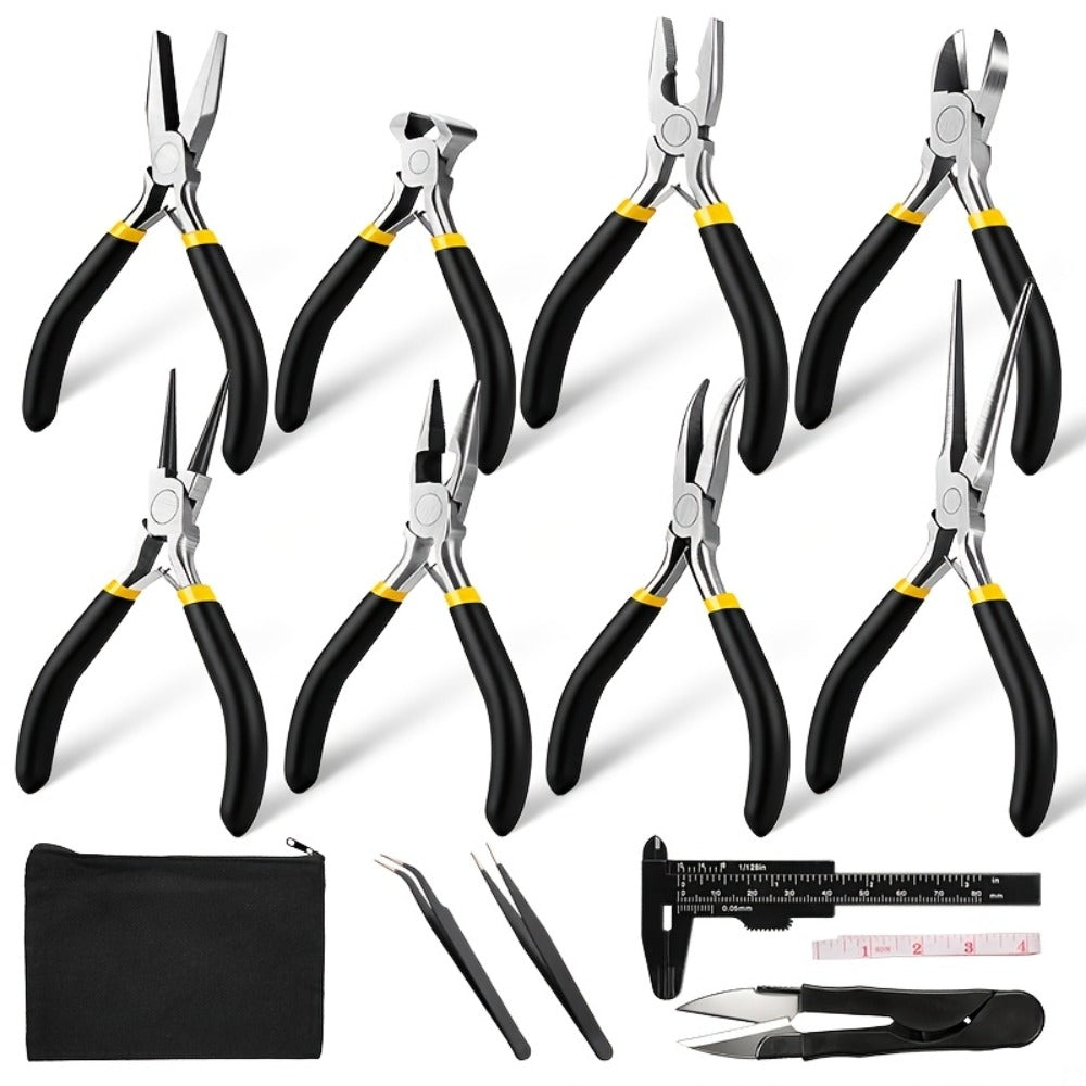 Jewelry Making Pliers Set 3/14pcs Tool Kit - Professional Round Nose, Flat Nose & Needle Nose Pliers