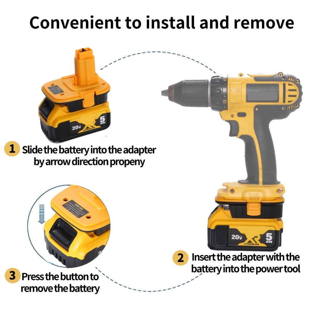 DM18D Battery Adapter for DeWalt 18V XRP NiCad NiMh Cordless Tools Compatible with DeWalt 20V for Entryways, Bedrooms and Living Spaces