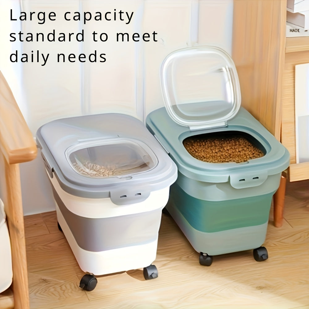 Pet Food Storage Container with Wheels – Large Capacity Airtight Sealed Bin, Moisture & Insect Proof with Measuring Cup for Cat & Dog Dry