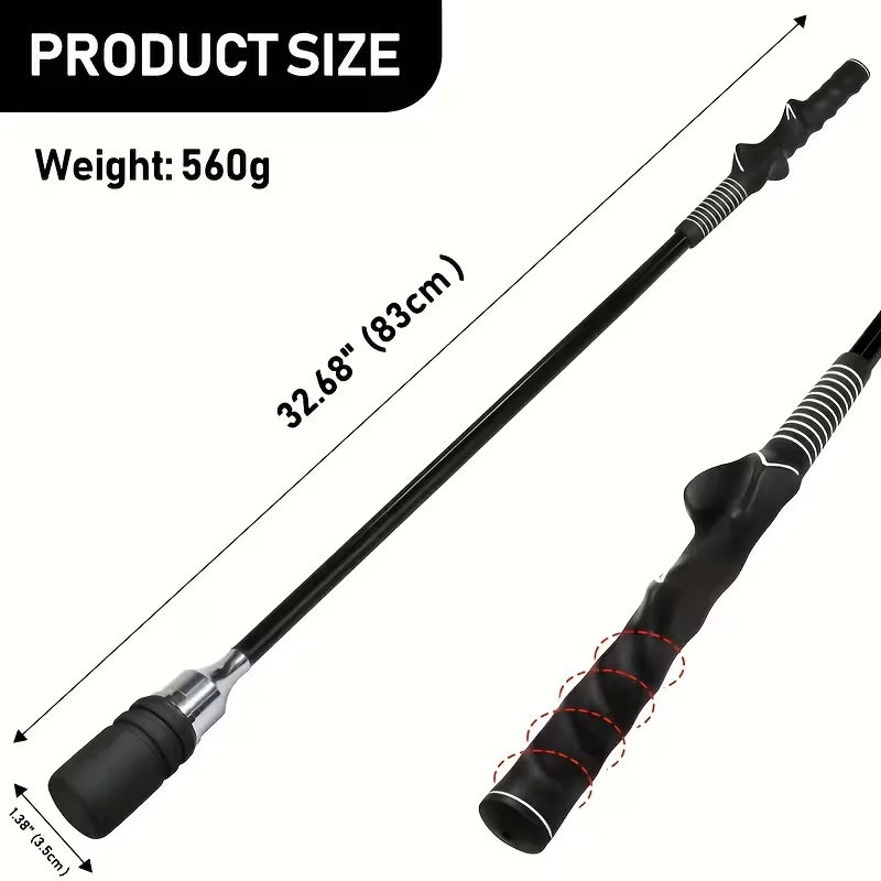 Golf Swing Tempo Trainer Stick with 32.68-Inch Length, Weighted Ends and Blue or Black Handle Options