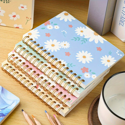 A6 Spiral Notebooks 8 Pack – Floral Design College Ruled Journals with Tear-Off Pages | Portable Memo Pads for Students & Office | Gift Set