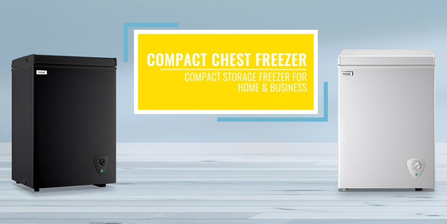 Chest Freezer, Compact Mini Deep Freezer with 7-Level Temperature Control (-11.2°F to 50°F), Low Noise R600a Compressor