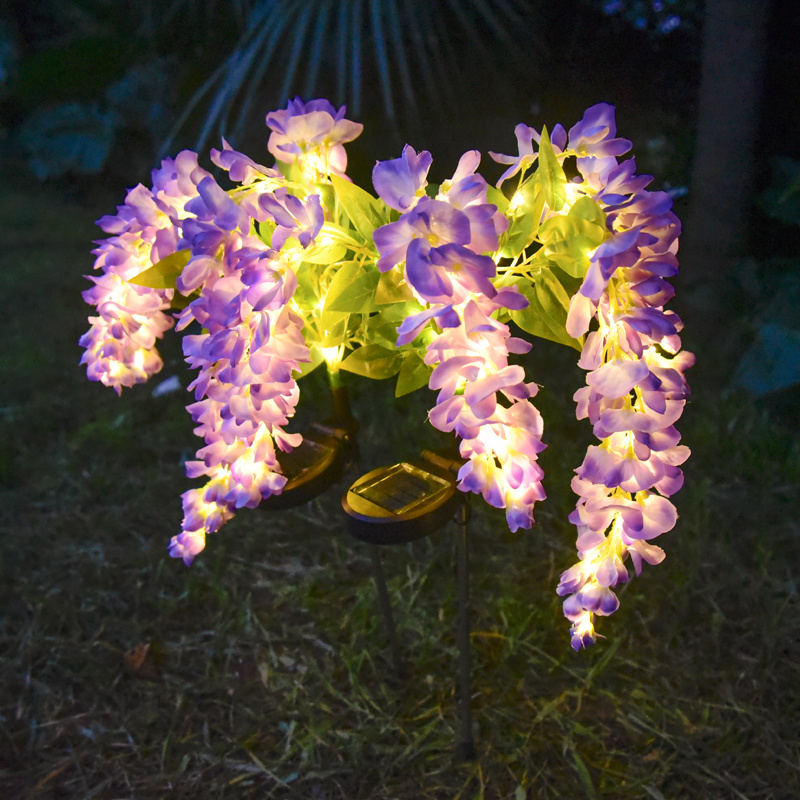 Solar Garden Lights 52-LED Wisteria Flower Stake with Two Modes and Six Color Options for Patio