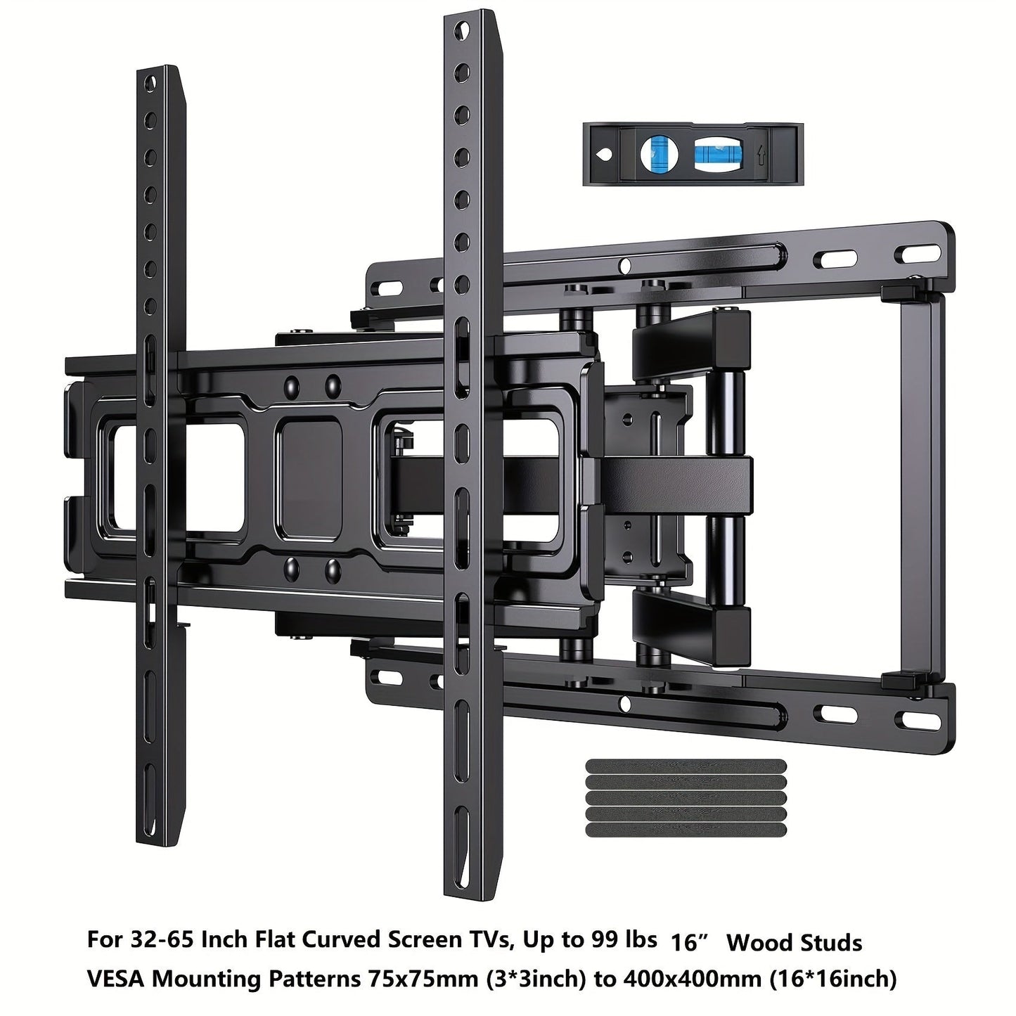 Full Motion TV Wall Mount 40-86 Inch – Holds 132 lbs, Pre-Assembled, Tool-Free Tilt Swivel Extend, VESA 600x400mm