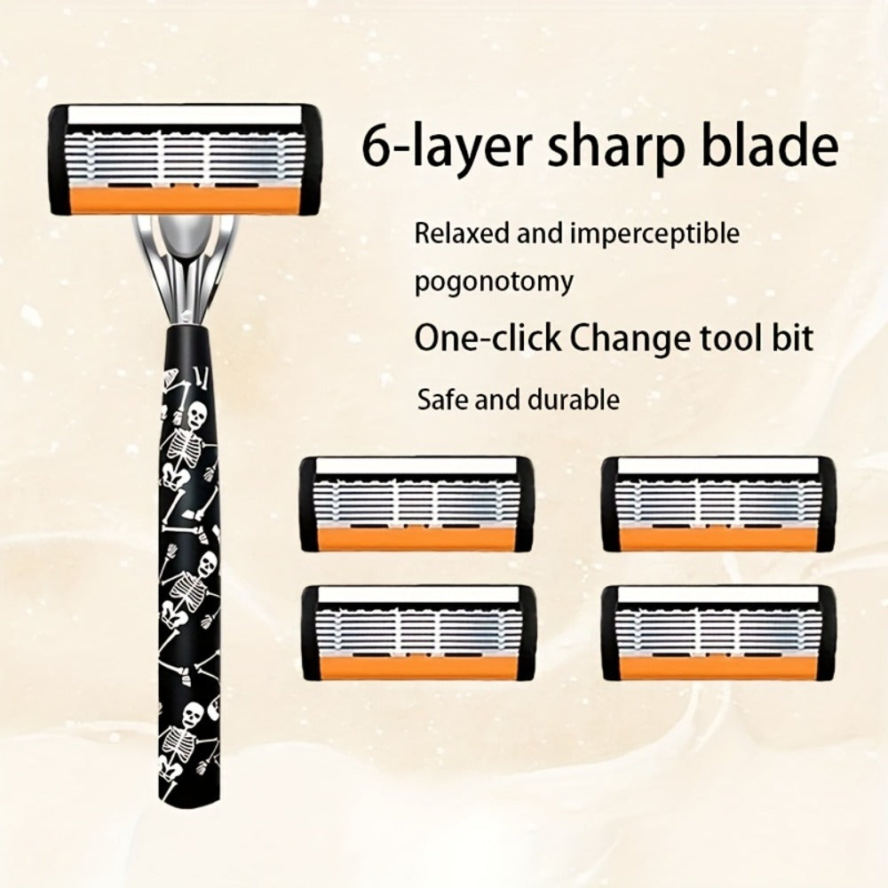 Safety Razor for Men 7-Layer Progressive Blades – Non-Slip Stainless Steel Handle Classic Double Edge Razor for Beard & Mustache Grooming