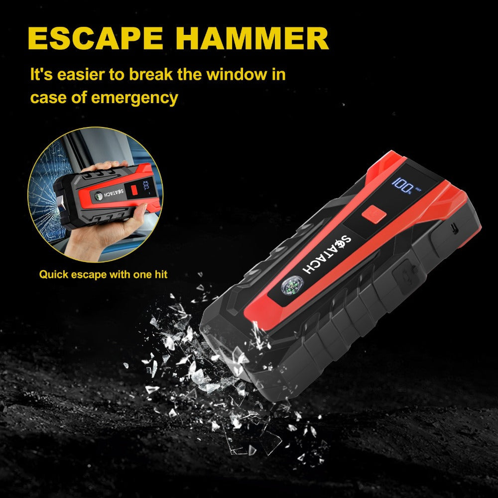 12V Jump Starter with Scatach-011 Base Model or Q27B Start-and-Inflation Package, Digital Display and Clamps