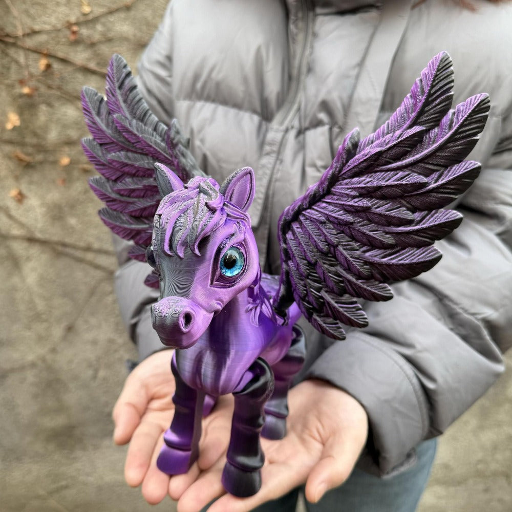 Pegasus Flying Horse Figurine Articulated 3D Printed, Large Poseable Mythology Fantasy Sculpture 10 Color Styles