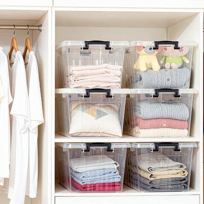 Clear Plastic Storage Bins with Lids 6 Pack Stackable Storage Containers with Snap-Tight Locks for Home, Office, Garage & Basement