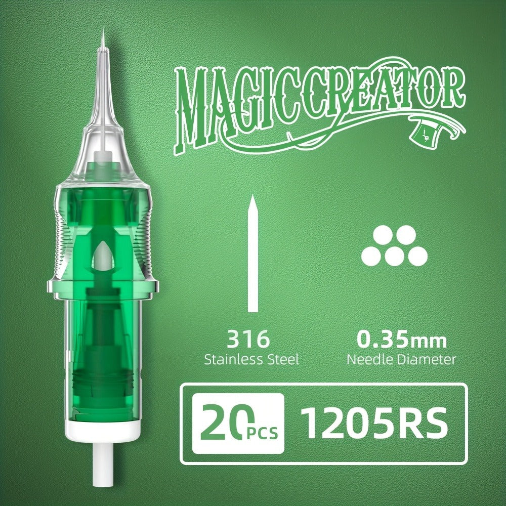 Tattoo Cartridge Needles with MAGICCREATOR Label, 20-Piece Box with 25 RL RS CM M1 Options