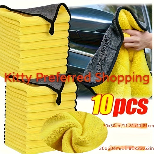 Microfiber Car Cleaning Towels 10pcs – Lint-Free Streak-Free Absorbent Wash & Dry Cloths for Car Exterior, Interior